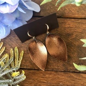 Copper Metallic Leather Earrings